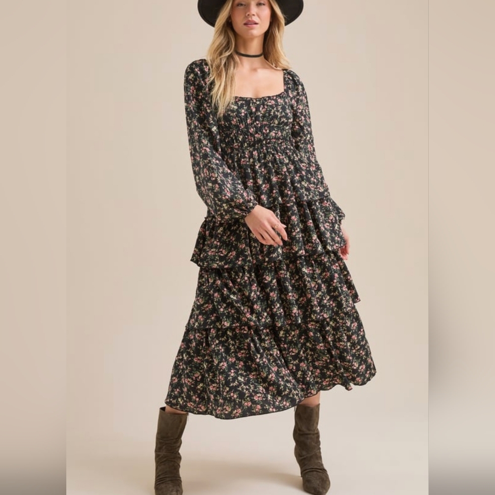 Altar'd State Kailee Long Sleeve Tiered Floral Dress